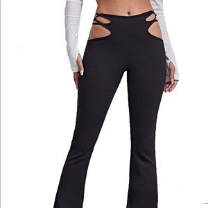 EUPHORIA cutout crisscross side strap flare pant